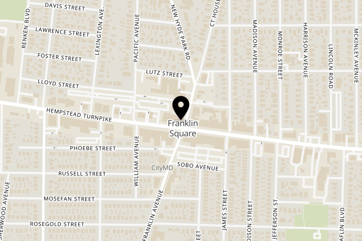 Map showing the location of Olive and Garlic on 970 Hempstead Turnpike in Franklin Square
